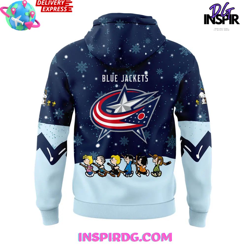 Columbus Blue Jackets Peanuts Holiday Specialty Hoodie - Image 3