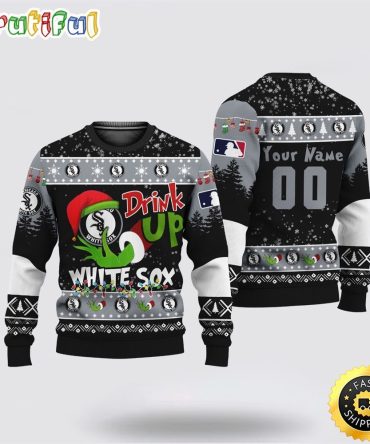 Custom Mlb Chicago White Sox Ugly Christmas Sweater Grinch Drink Up Christmas Gift For Football Fans