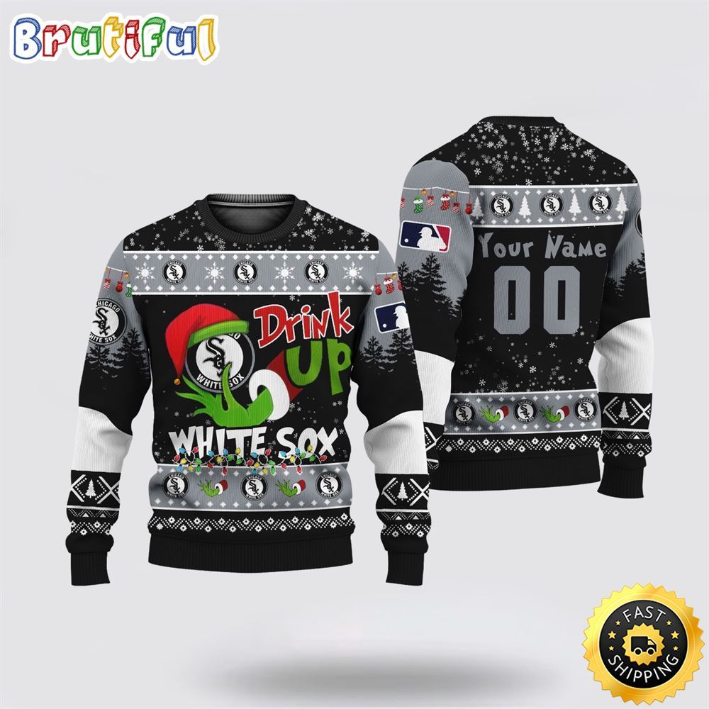 Custom Mlb Chicago White Sox Ugly Christmas Sweater Grinch Drink Up Christmas Gift For Football Fans