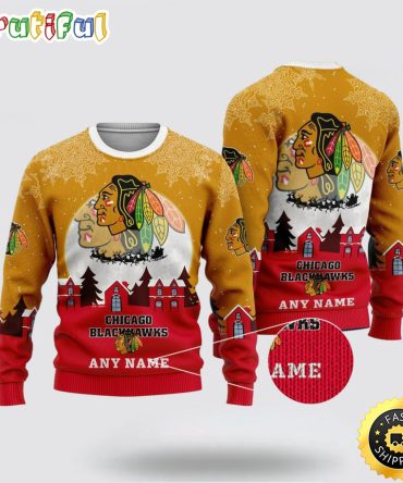 Custom Nhl Chicago Blackhawks Ugly Christmas Sweater Xmas Sweater For Fans