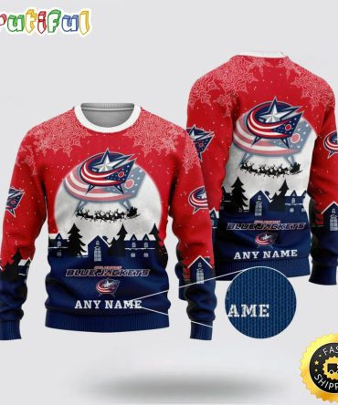Custom Nhl Columbus Blue Jackets Ugly Christmas Sweater Xmas Sweater For Fans
