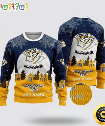 Custom Nhl Nashville Predators Ugly Christmas Sweater Xmas Sweater For Fans