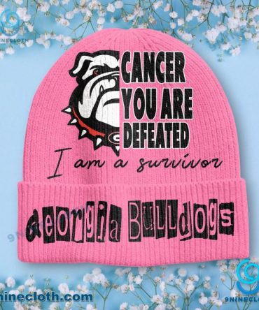 Georgia Bulldogs Cancer You Are Defeated I Am A Survivor Beanie Hat