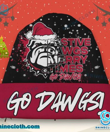 Georgia Bulldogs Festive Dawgs Merry Times Go Dawgs Christmas Beanie Hat