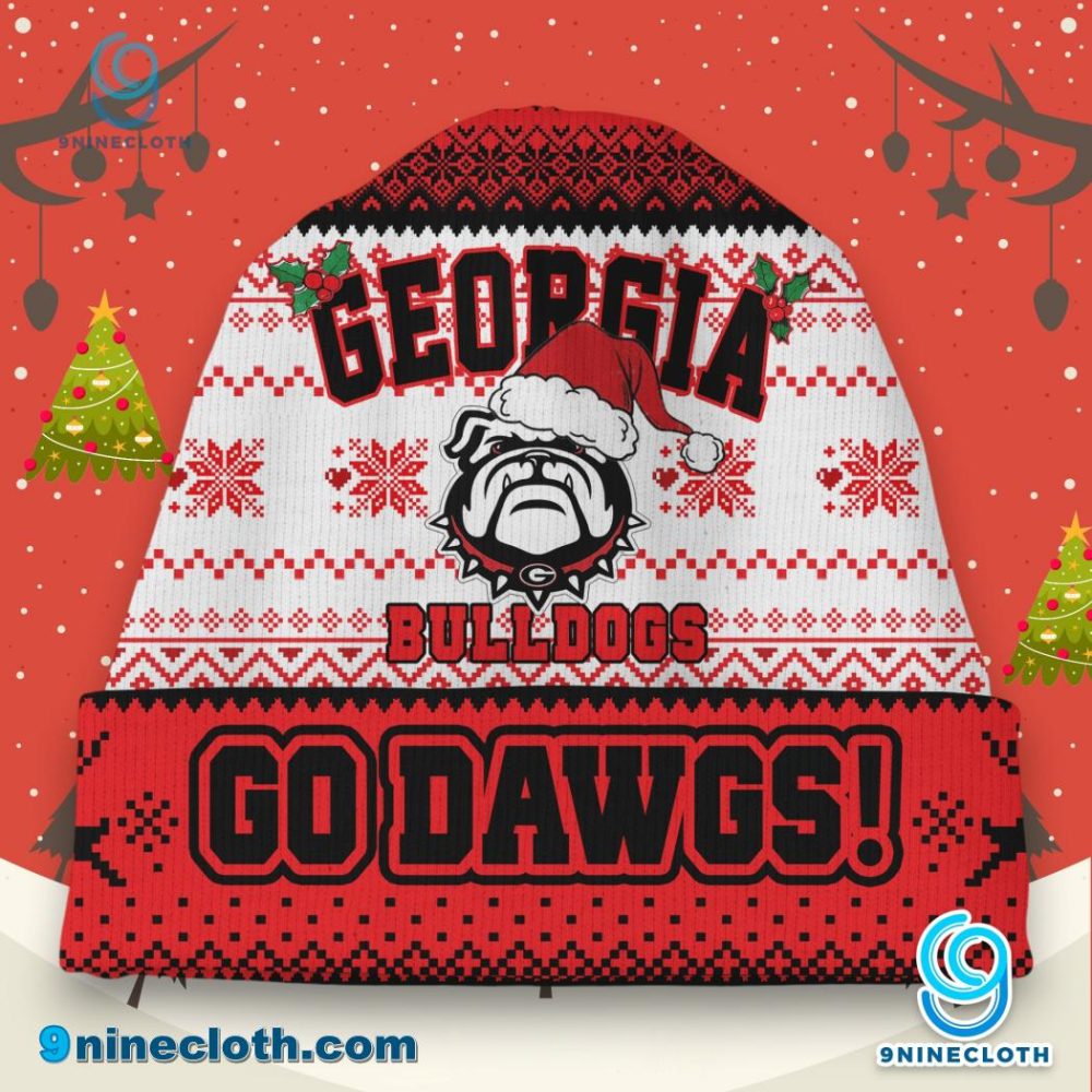Georgia Bulldogs Go Dawgs Ugly Christmas Beanie Hat