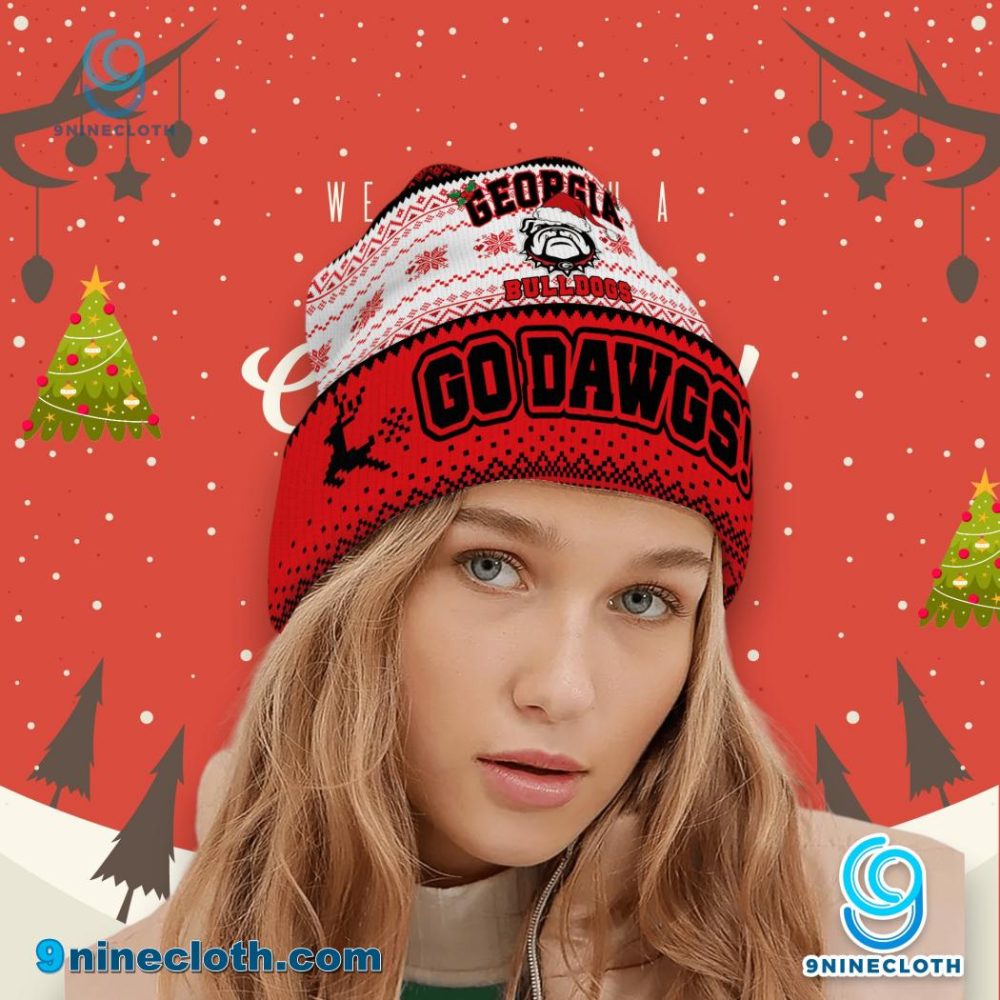 Georgia Bulldogs Go Dawgs Ugly Christmas Beanie Hat - Image 2
