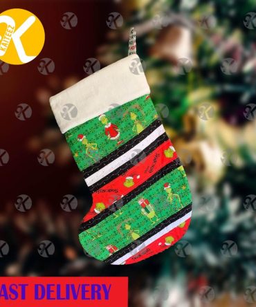 Grinch Posing Pattern Grinchmas In Red And Green Christmas Stocking