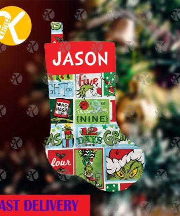 Grinch Quilted Cartoon Scences Personalized Christmas Stocking