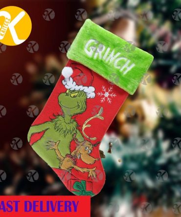 Grinch Stole Christmas In Red Background Christmas Stocking