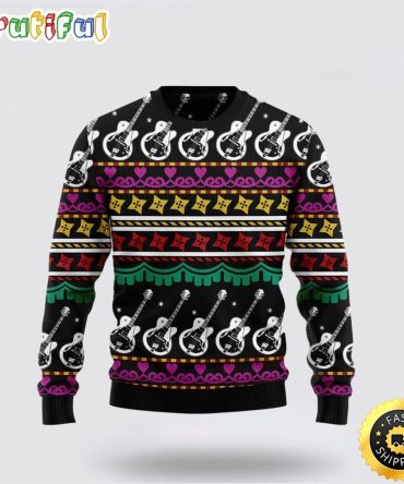 Guitar Christmas Ugly Christmas Sweater Christmas Guitar Lover Christmas Gift For That Everyone Will Love