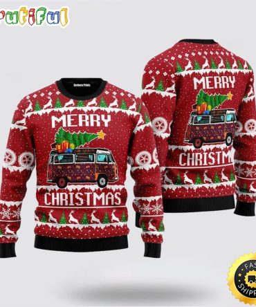 Hippie Car Merry Christmas Ugly Christmas Sweater Christmas Gift For That Everyone Will Love