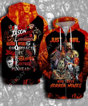 Horror T-Shirt  Just A Girl Who Loves Horror Movies T-Shirt Horror Hoodie