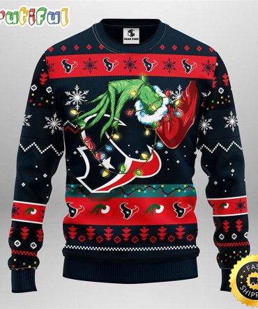 Houston Texans Christmas Ugly Christmas Sweater Grinch Show Your Team Spirit
