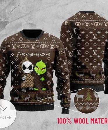 Louis Vuitton Friends The Grinch Jack Skellington Ugly Christmas Sweater