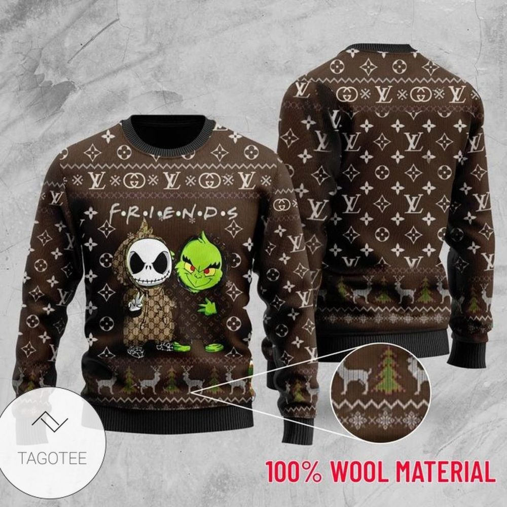 Louis Vuitton Friends The Grinch Jack Skellington Ugly Christmas Sweater