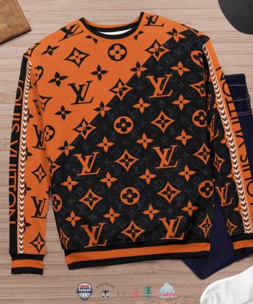 Louis Vuitton Orange Black 3D Ugly Christmas Sweater