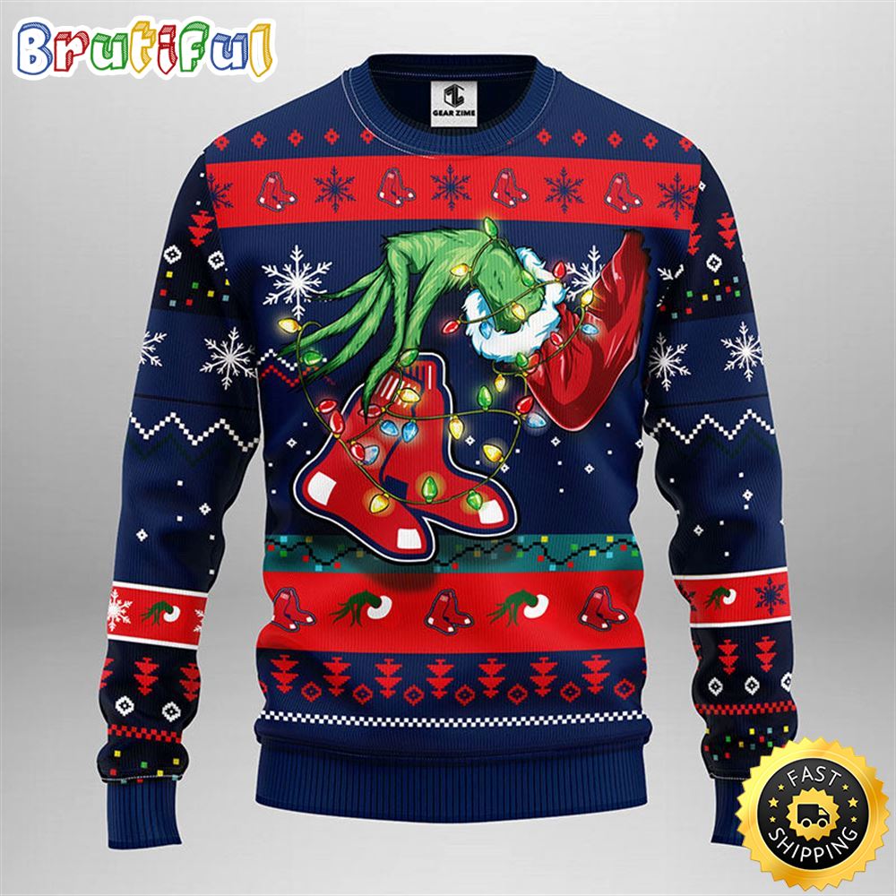 Mlb Boston Red Sox Christmas Ugly Christmas Sweater Grinch Gift For Baseball Fans