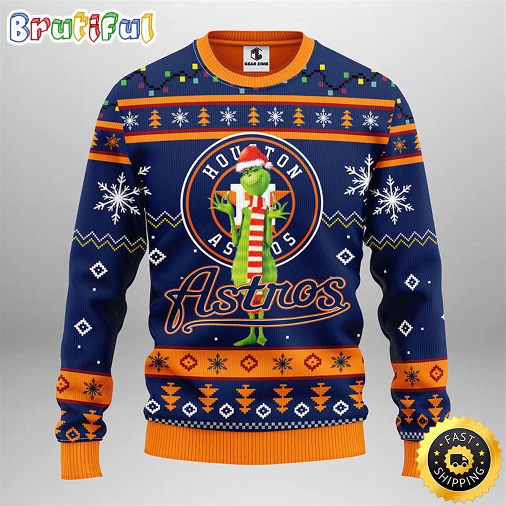 Mlb Houston Astros Christmas Ugly Christmas Sweater Print Funny Grinch Gift For Baseball Fans