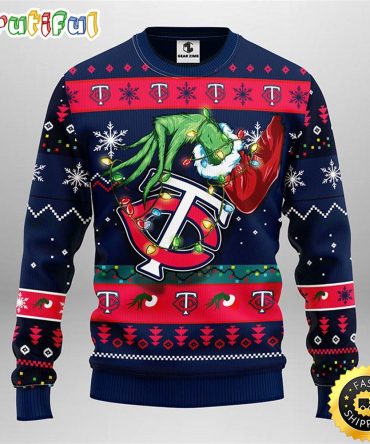 Mlb Minnesota Twins Christmas Ugly Christmas Sweater Grinch Gift For Baseball Fans