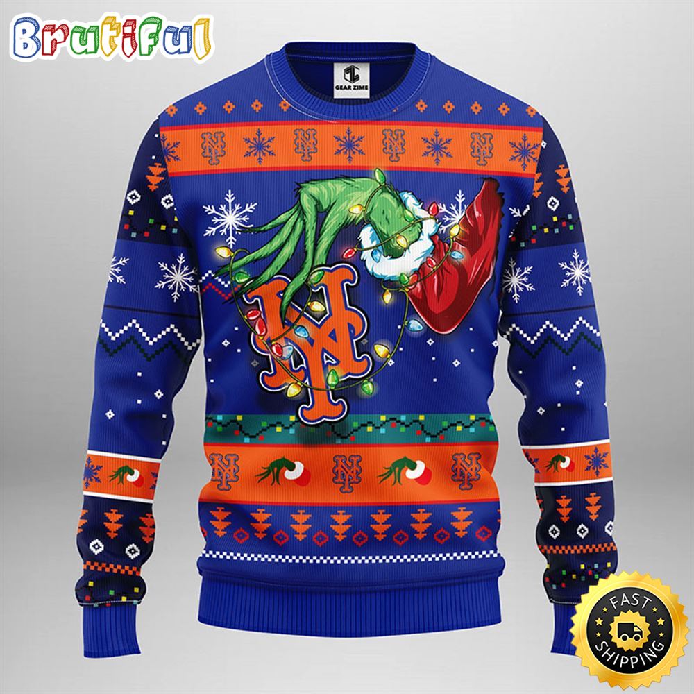 Mlb New York Mets Christmas Ugly Christmas Sweater Grinch Gift For Baseball Fans