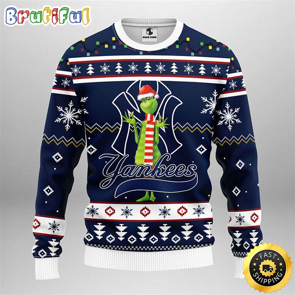 Mlb New York Yankees Christmas Ugly Christmas Sweater Print Funny Grinch Gift For Baseball Fans