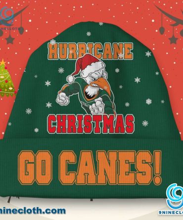 Miami Hurricanes Christmas Go Canes Beanie Hat