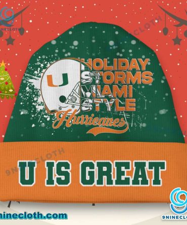 Miami Hurricanes Holiday Storms Miami Style Christmas Beanie Hat