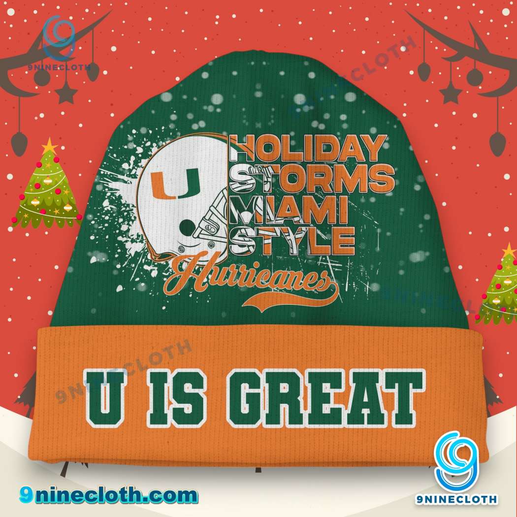 Miami Hurricanes Holiday Storms Miami Style Christmas Beanie Hat