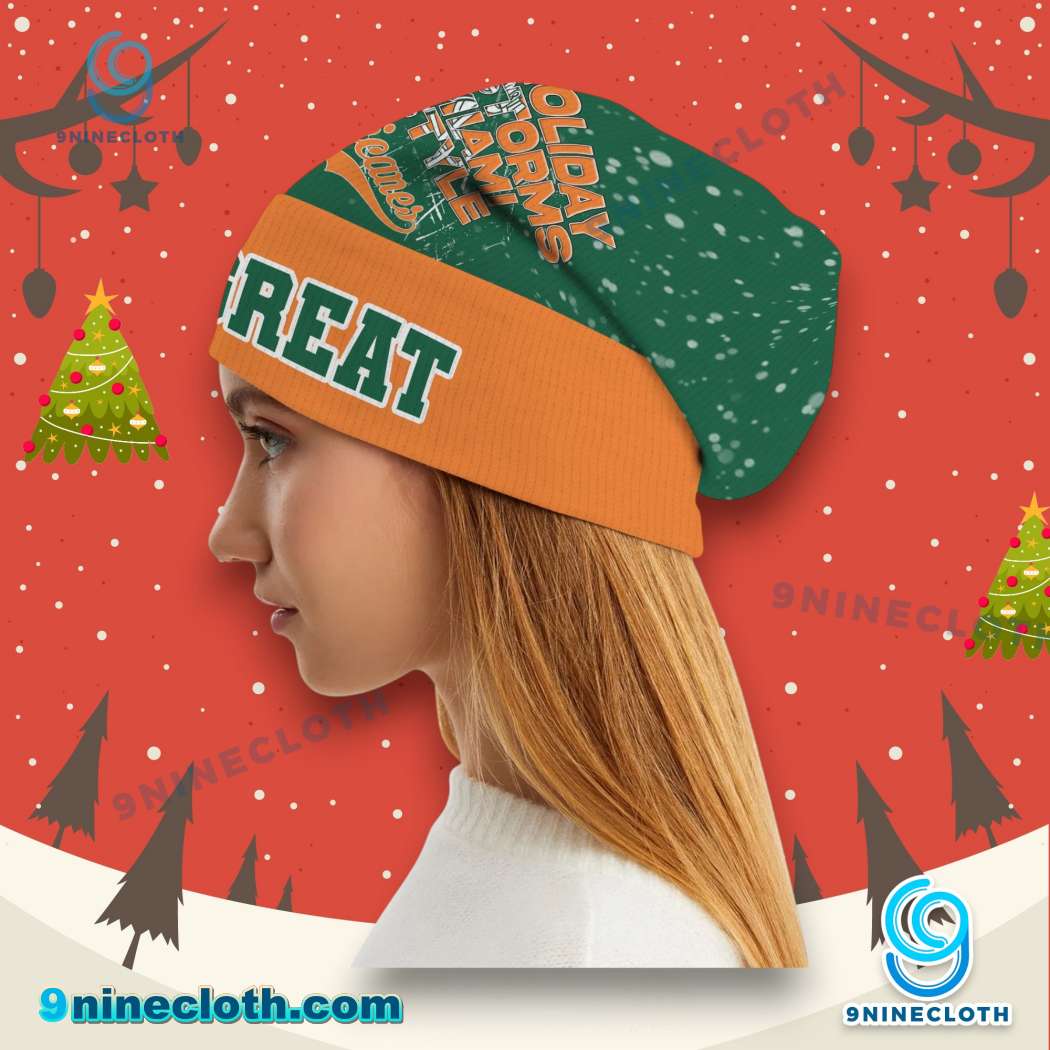 Miami Hurricanes Holiday Storms Miami Style Christmas Beanie Hat - Image 3