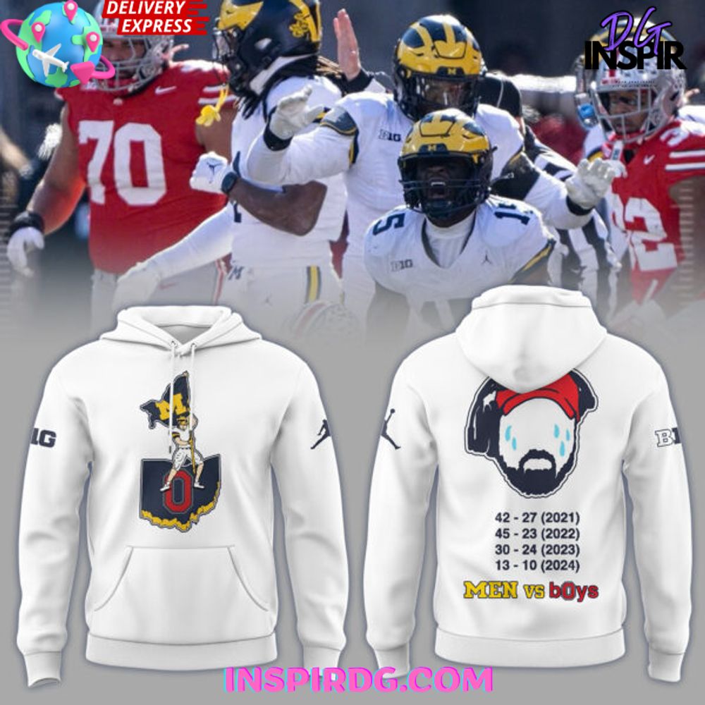 Michigan Wolverines Men Vs Boys White Hoodie