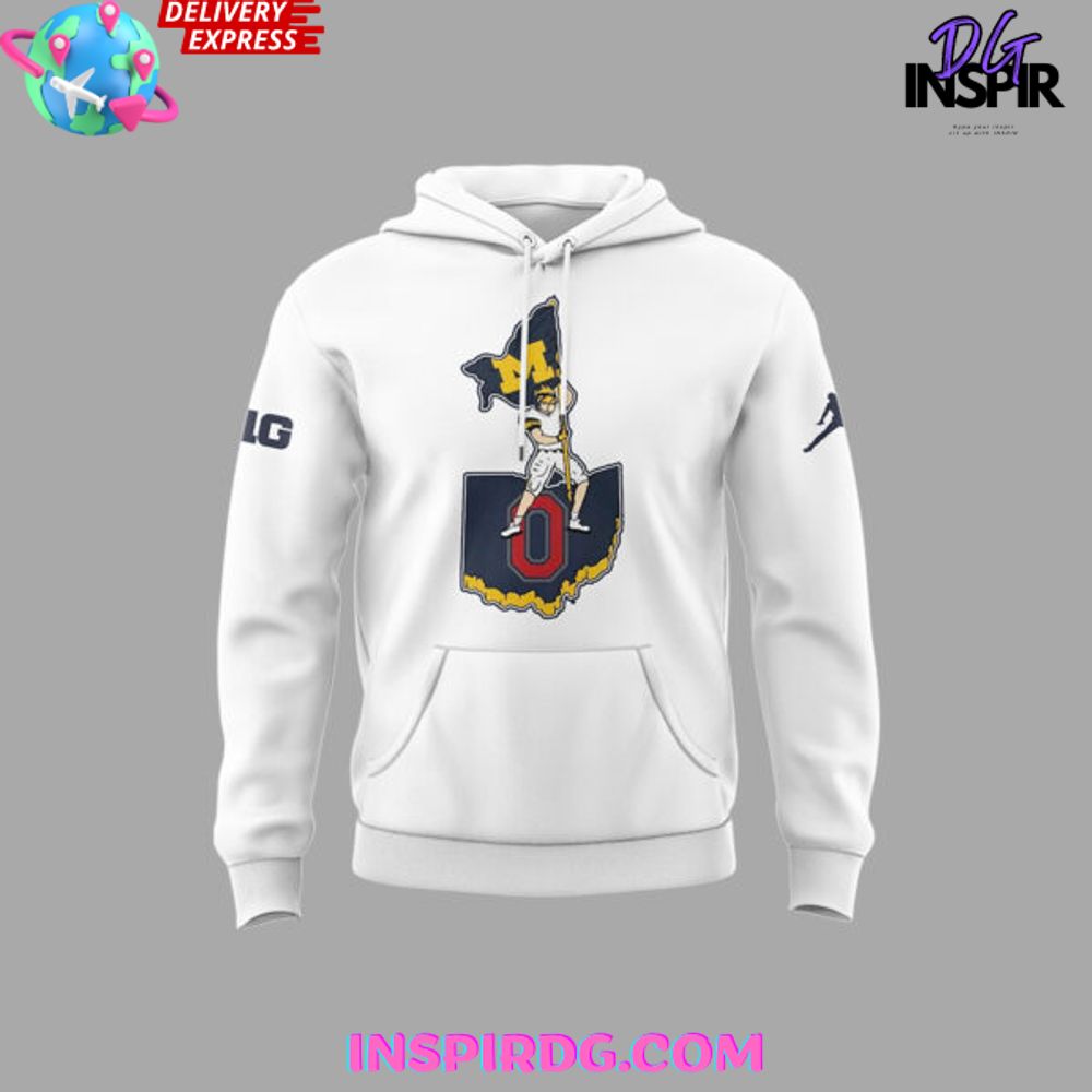 Michigan Wolverines Men Vs Boys White Hoodie - Image 2