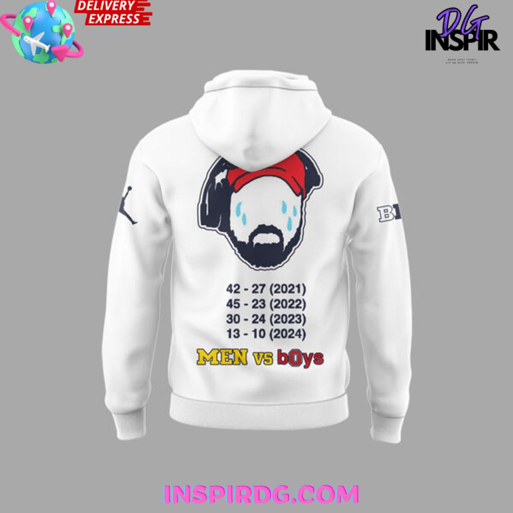 Michigan Wolverines Men Vs Boys White Hoodie - Image 3