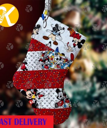 Mickey Mouse Playing With Friend Quilted Disney Theme Christmas Stocking