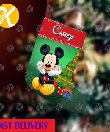Mickey Mouse Posing Under The Christmas Tree Personalized Christmas Stocking