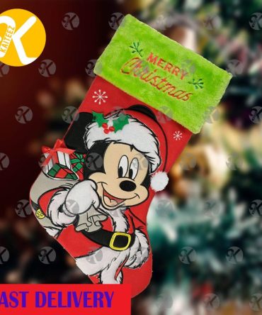 Mickey Mouse Santa Holding A Presents Bag Christmas Stocking