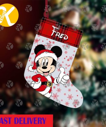 Mickey Mouse Smilling Santa Personalized Christmas Stocking