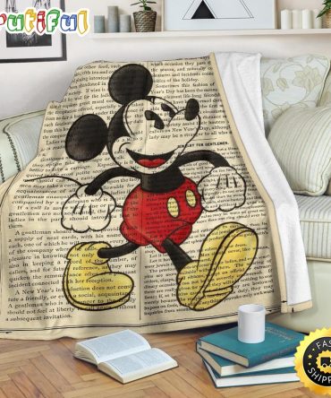 Mickey Mouse Blanket Book Page Mickey Fleece Blanket For Bedding Decor
