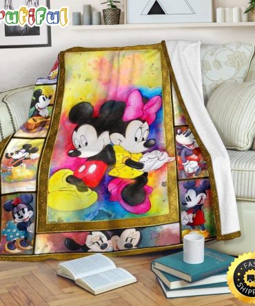 Mickey Mouse Blanket Colorful Mickey & Minnie Fleece Blanket Gift Idea