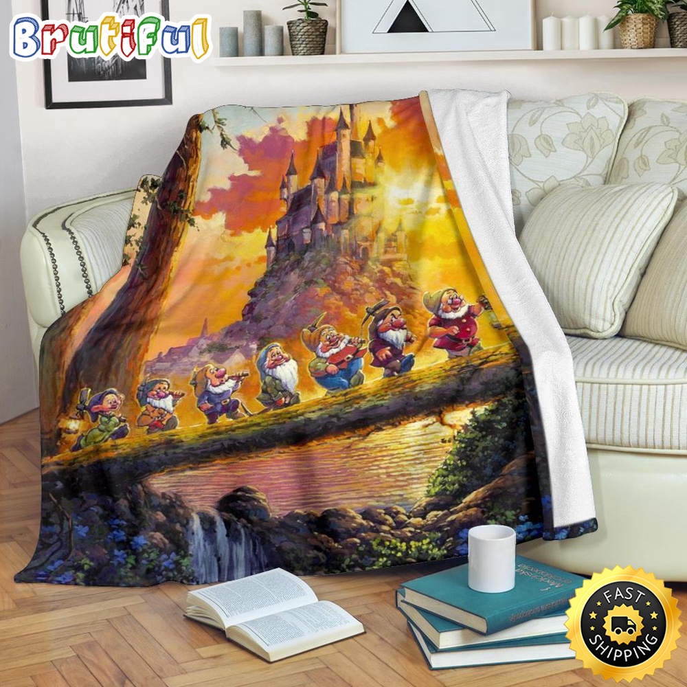 Mickey Mouse Blanket Cute Dwarfs Fleece Blanket Sunset Gift Idea For Bedding Decor