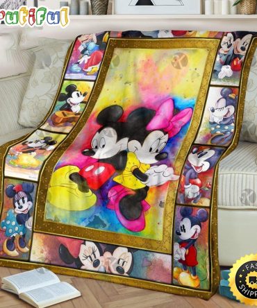 Mickey Mouse Blanket Disney Mickey Mouse And Minnie Colorful Lovely Pictures Fleece Blanket