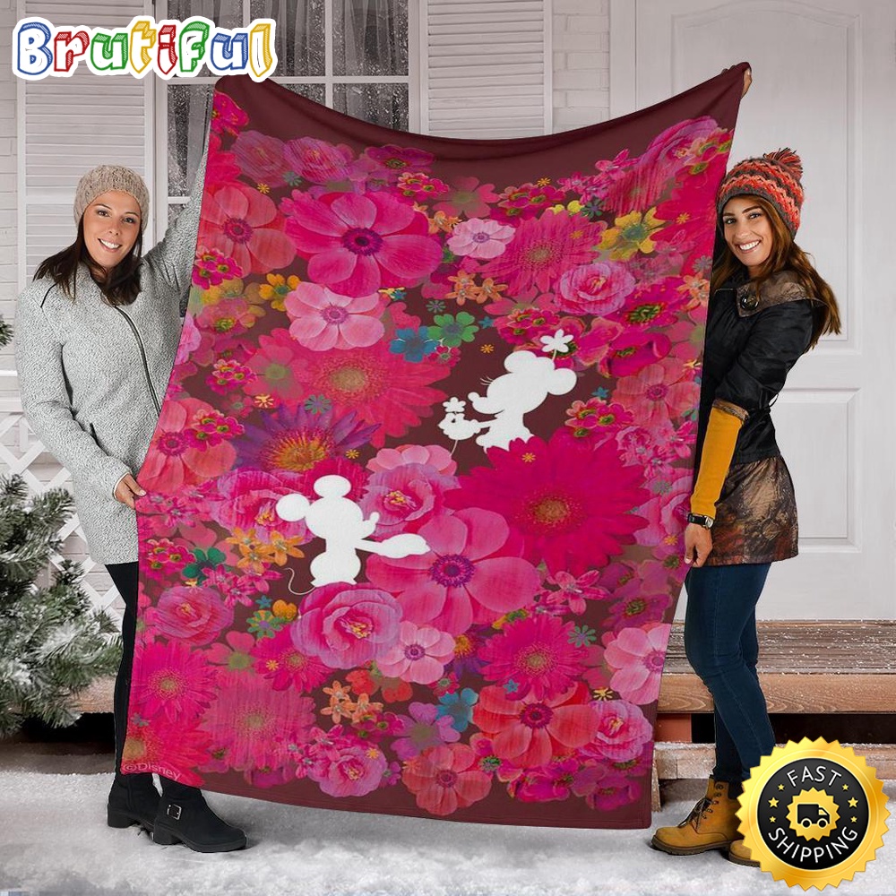 Mickey Mouse Blanket Floral Mickey And Minnie Fleece Blanket For Bedding Decor
