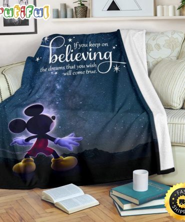 Mickey Mouse Blanket Keep On Believing Mickey Mouse Fleece Blanket