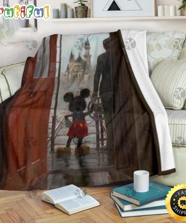 Mickey Mouse Blanket Mickey Mouse And Walt Disney Trip To The Disney Castle Fleece Blanket