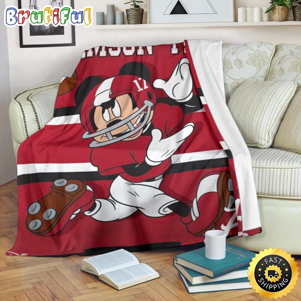 Mickey Mouse Blanket, Mickey Mouse Plays With The Crimson Tide Premium Blanket For Adults