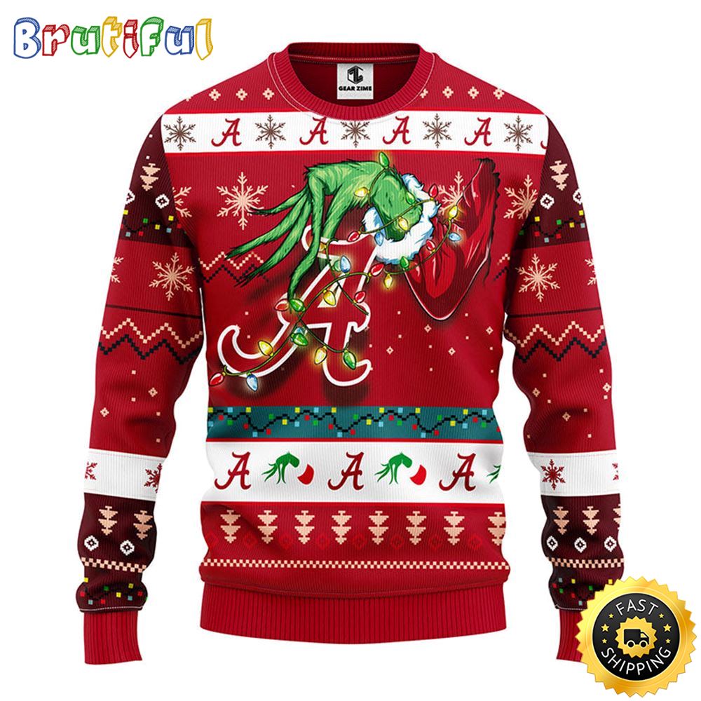 Ncaa Alabama Crimson Tide Christmas Ugly Christmas Sweater Grinch Gift For Football Fans