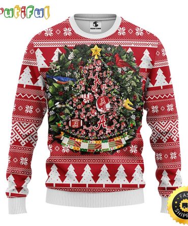 Ncaa Alabama Crimson Tide Ugly Christmas Sweater Ball Pine Tree Christmas Unisex Sweater