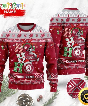 Ncaa Alabama Crimson Tide Ugly Christmas Sweater Custom Name Wool Sweater