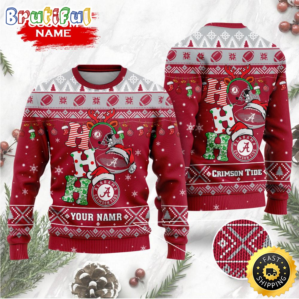 Ncaa Alabama Crimson Tide Ugly Christmas Sweater Custom Name Wool Sweater