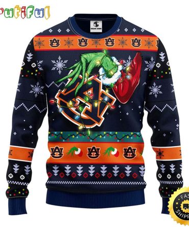 Ncaa Auburn Tigers Christmas Ugly Christmas Sweater Grinch Gift For Football Fans