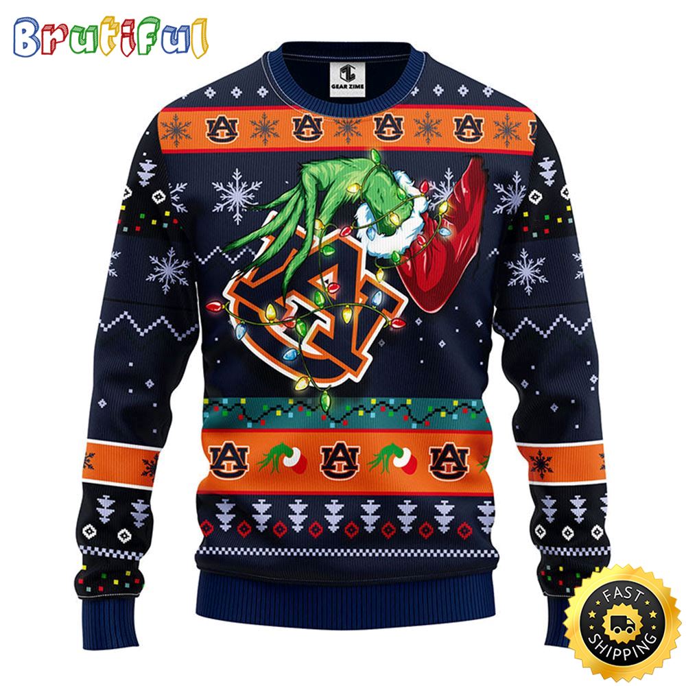 Ncaa Auburn Tigers Christmas Ugly Christmas Sweater Grinch Gift For Football Fans